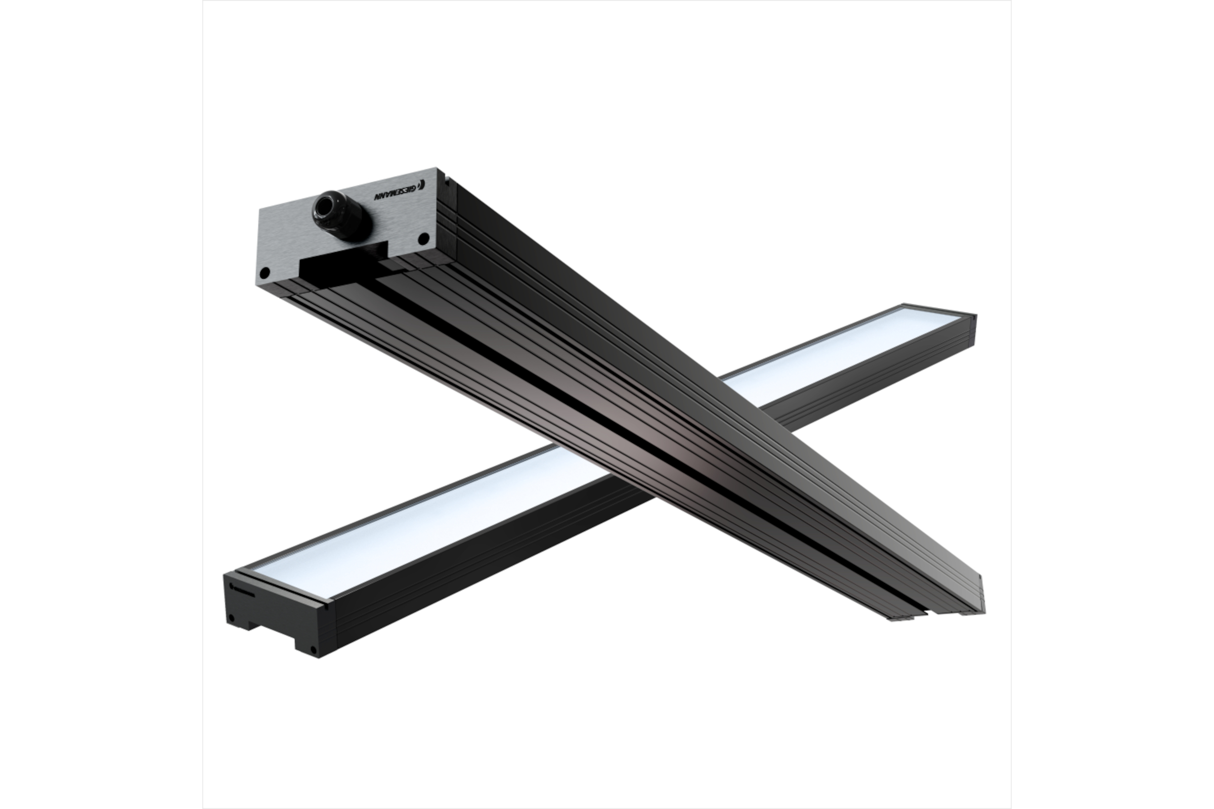 Schwarze LED-Lichtleisten im Kreuz, Aluminiumgehäuse